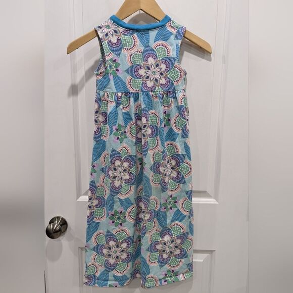 Tea Collection Blue Green Purple Floral Sleevless Spring Summer Dress Size 6 - Picture 4 of 5